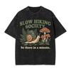 Sloth Hiking Team T Shirts Hip Hop Washed Short Sleeve Oversize Tshirts Vintage For Men Women Tops Streetwear Printed Tees