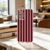 Burgundy White Stripe Pattern  Phone Case For Samsung S25,S24,S21,S22,S23,S30,Ultra,S20,Plus,Fe Transparent Cover
