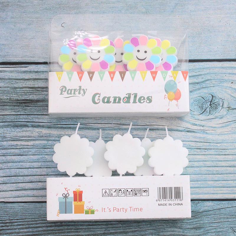 New Ins Colorful Sunflower Smiley Birthday Candle Creative Children's Party Decoration DIY Cartoon Candle