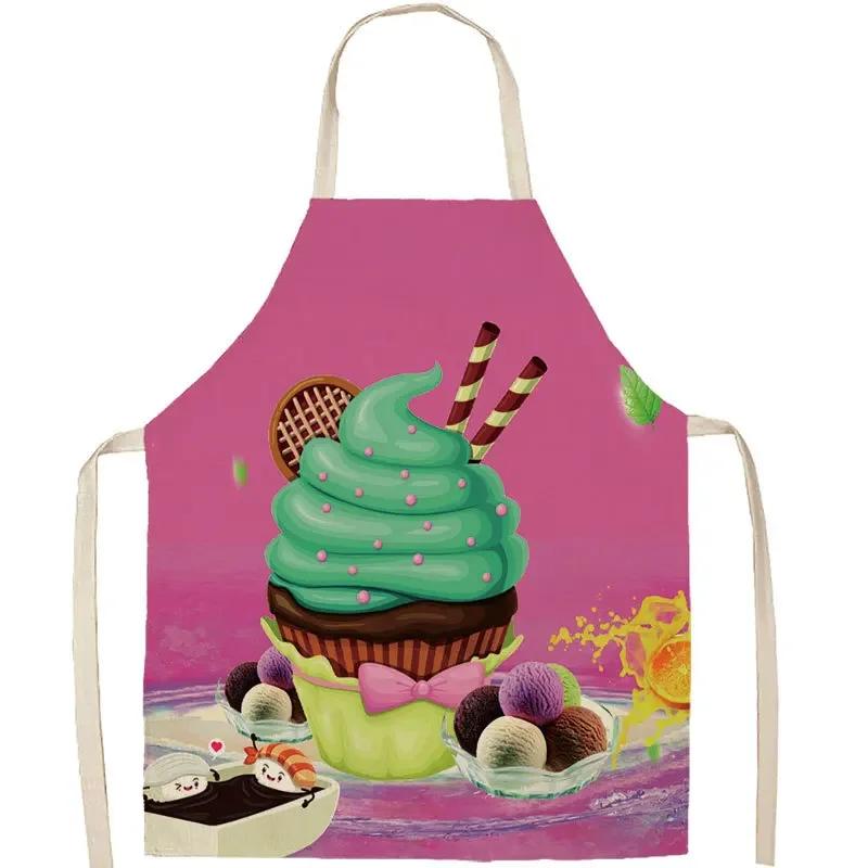 

Summer Refreshing Fashion Ice Cream Series Apron Kitchen Cooking Apron Adult Home Indoor Cleaning Apron Festival Party 68x55cm adults size