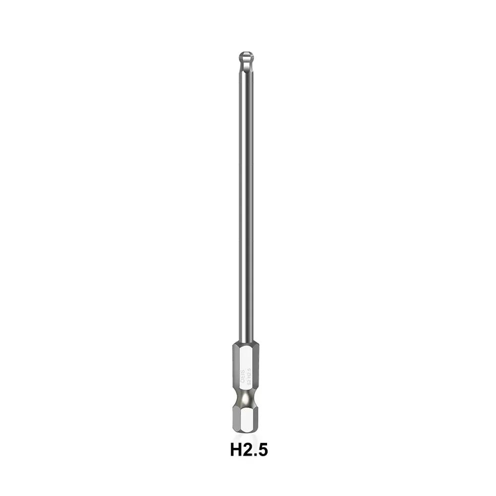 The Real Color Of The Ites Set Metric Allen Hex Bit 100mm Long Magnetic Ball Head Driver Bit H1.5 Hh2 H2.5 H3 H4 H5 H6 H8 H10