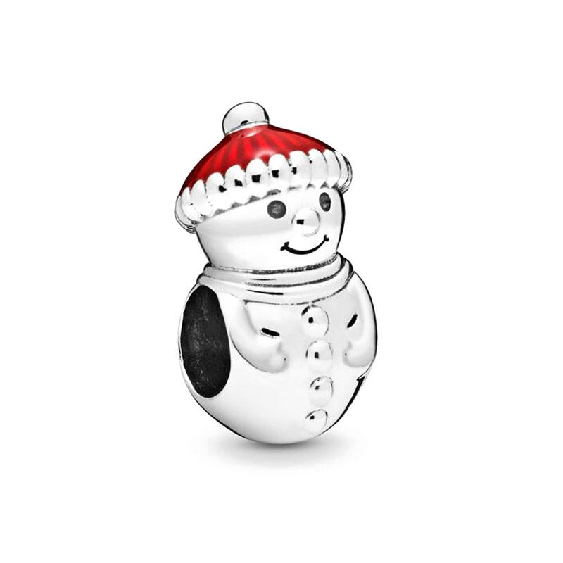 Copper Christmas Day Series Beaded Snowman Pendant Charms Fit Women'S Jewelry Festival Birthday Diy Bracelet
