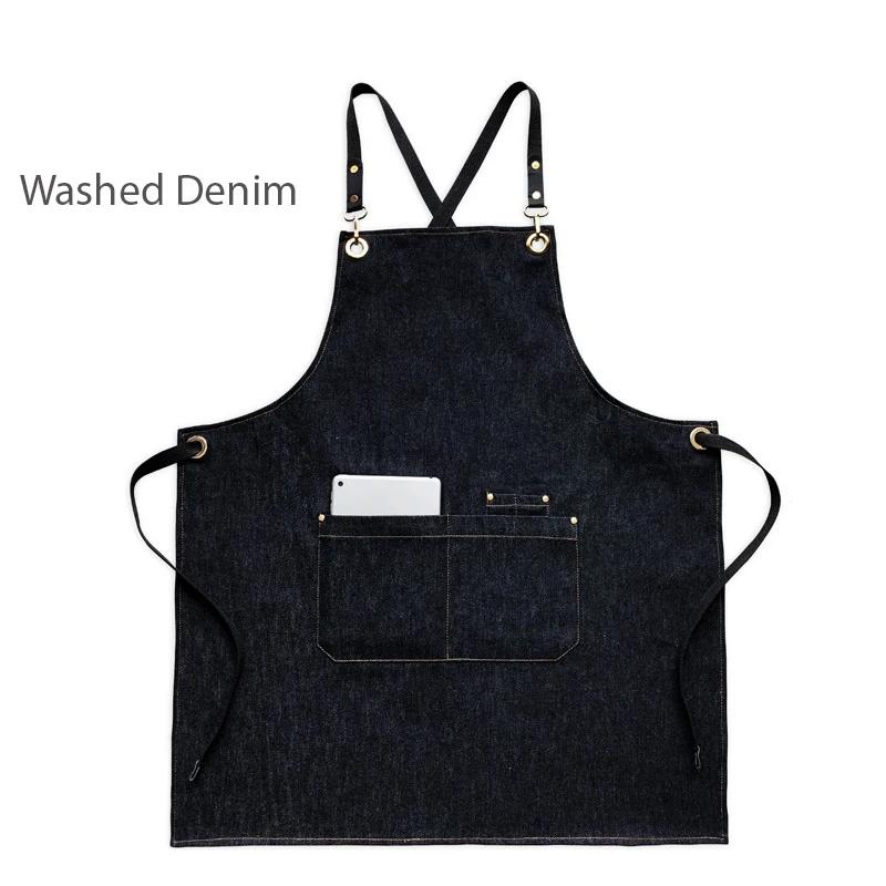 Kitchen Apron Heavy Duty Canvas Barber Work Aprons Unisex Cross Straps Adjustable Salon Hairdresser Bib PU Leather Apron for Men