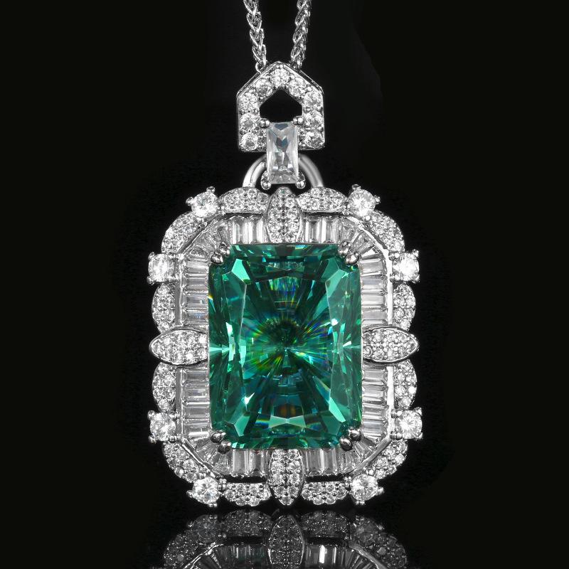 Women's Light Luxury Design Set With Zircon Square Necklace And Ring Fashionable And Versatile With A Unique Design Sense