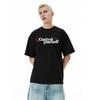 Amerikanisches Street Herren T-Shirt mit Buchstabenaufdruck, aus reiner Baumwolle, kurzärmelig, locker, lässig, mit Rundhalsausschnitt, vielseitiges Oberteil für den Alltag