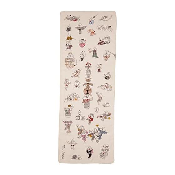 Japanese Traditional Crafts Kyoto Small Items Double Gauze Tenugui Towel "Yokai-zukushi" (Monster Collection) by Goichi Yumoto, "Jinmen Zoshi"
