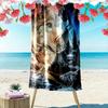 Wolf Print Beach Towel, Large Soft Quick Dry Towel for Beach Camping Swimming