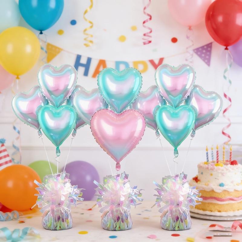 6Pcs Aluminum Foil Balloon Weights With Concrete Base Balloon Holder For Birthday Wedding Gaduation Party Decoration