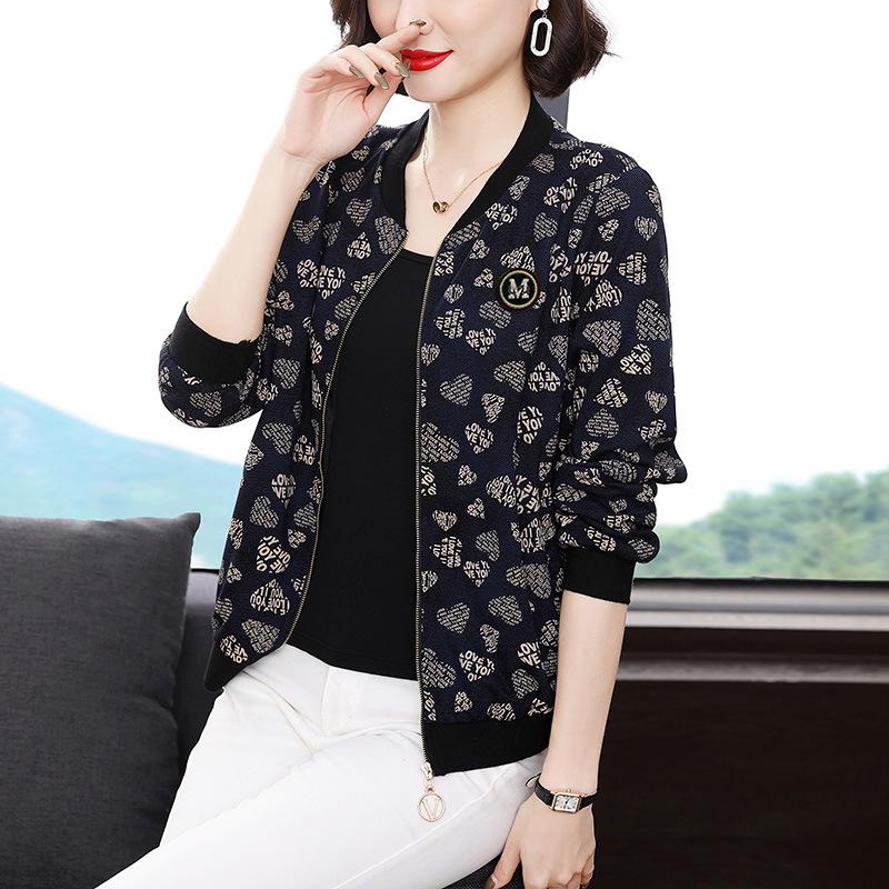 

Женский кардиган на молнии в корейском стиле с принтом - Весенне-осенняя куртка с длинным рукавом и воротником-стойкой 2XL синий