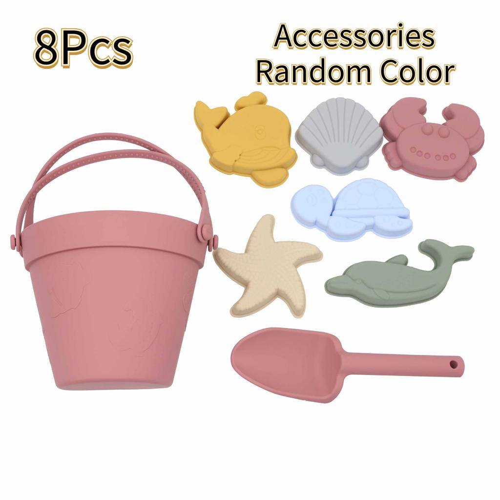 8Pcs Summer Beach Toys Kids Soft Silicone Sandbox Set Beach Game Silicone Sand Toys for Toddlers Kids Swim GameToddlers
