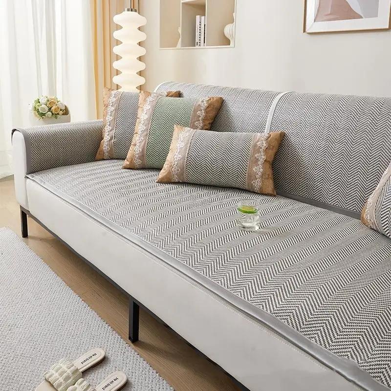 

Летний коврик для дивана Ice Vine, прочный, простой, пылезащитный, противоскользящий, защитный чехол для мебели, модная, моющаяся подушка для сиденья 1seat 60x60cm серый