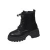 Stivaletti alla Caviglia in Pelle da Donna Autunno Inverno Comodi Punta Rotonda Sneakers Casual Street Style Cerniera Stivali Corti da Moto da Donna