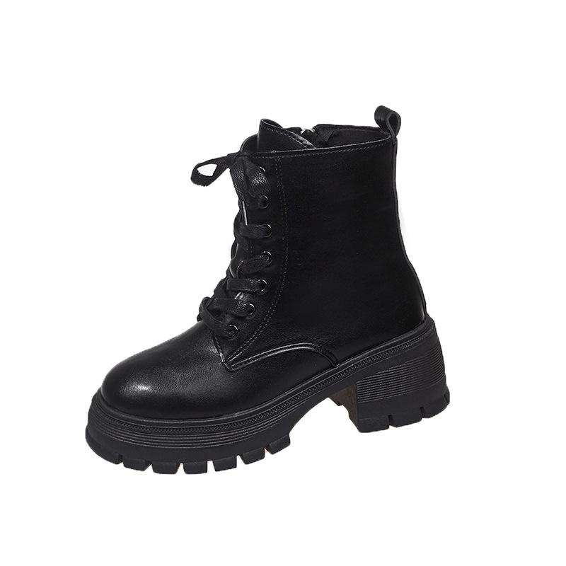 Stivaletti alla Caviglia in Pelle da Donna Autunno Inverno Comodi Punta Rotonda Sneakers Casual Street Style Cerniera Stivali Corti da Moto da Donna