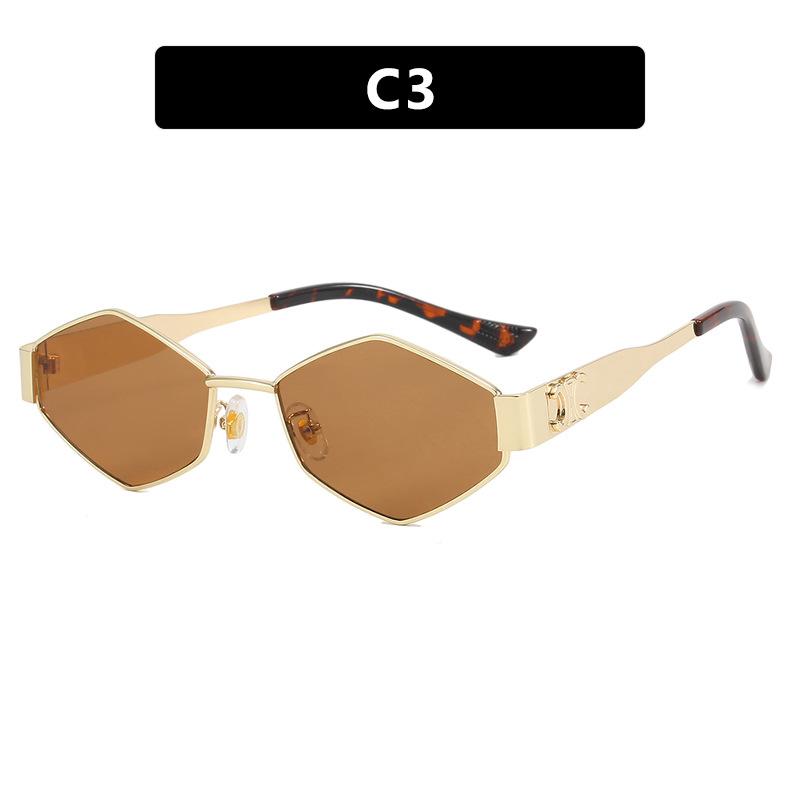 Vintage Rhombus Metal Frame Sun Glasses Unique Punk Eyewear Fashion Anti-UV Sunglasses For Women&Men Riding