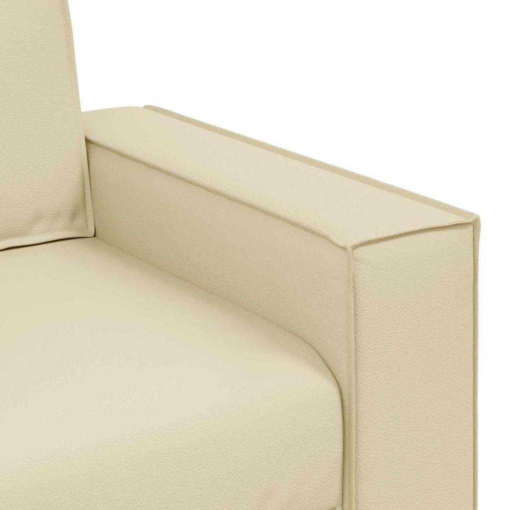 2 Seater Cream Sofa 180 Cm Faux Leather