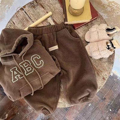 Baby Boy Girl Hooded Clothes Set Hoodie+Pant 2PCS Infant Toddler Child Warm Fleece Home Suit Winter Spring Baby Clothes 1-10Y