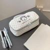 Dotted Print Pencil Case Light Weight Polyester Pen Pouches with Handle Large Capacity Pen Organiser Travel Makeup Bag