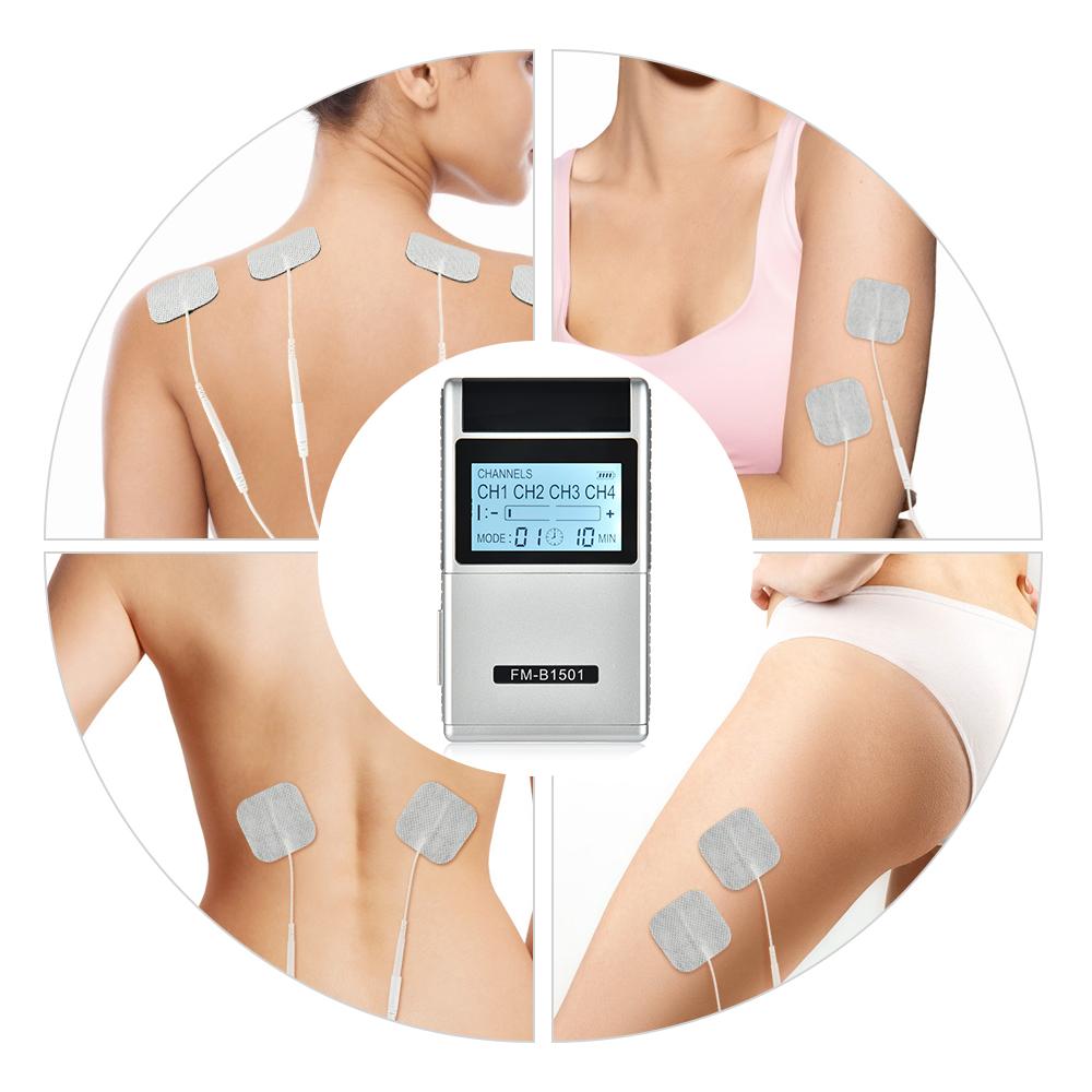 Electric TENS EMS Nerve Muscle Stimulator Physiotherapy Massager,15 Modes 4 Output Pulse Low Frequency Body Massage Device