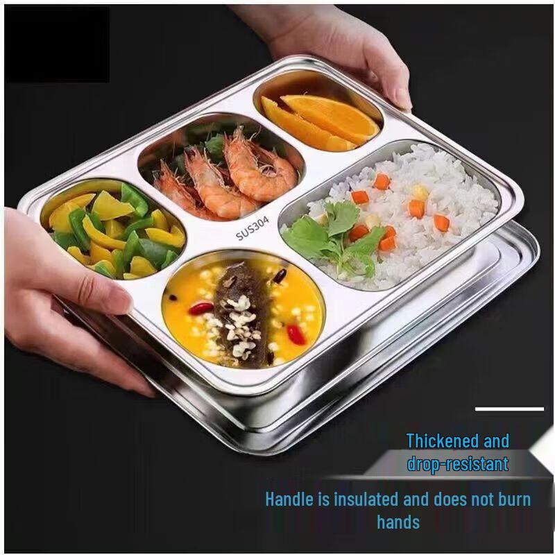 304 Stainless Steel Rectangular Divided Lunch Tray