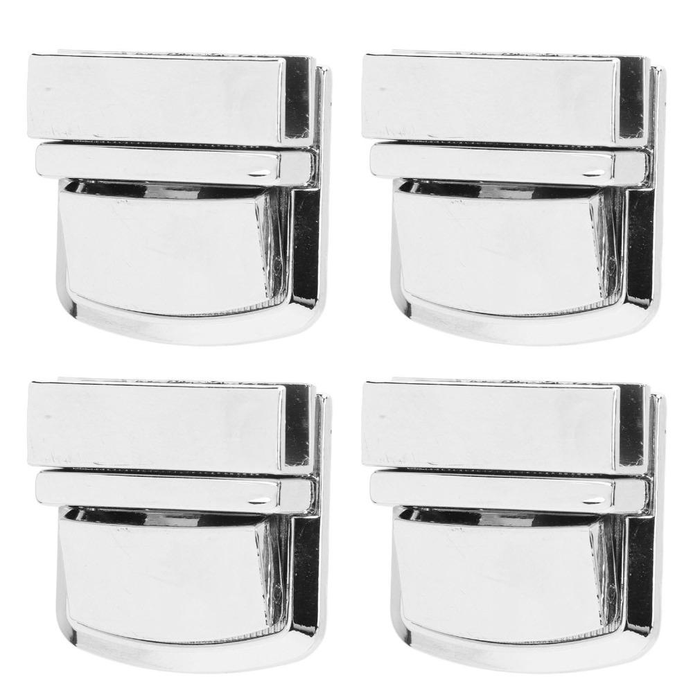 4pcs Silver Purse Lock Catch Press Lock Thumb Buckle Purse Thumb Lock Metal Fasteners Wallet Metal Clasp Leather Handbags