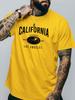 Vintage City Unisexs Crew Neck Cotton T Shirt California Los Angeles Mountain Retro Print Short Sleeve Casual Street Fashion Top