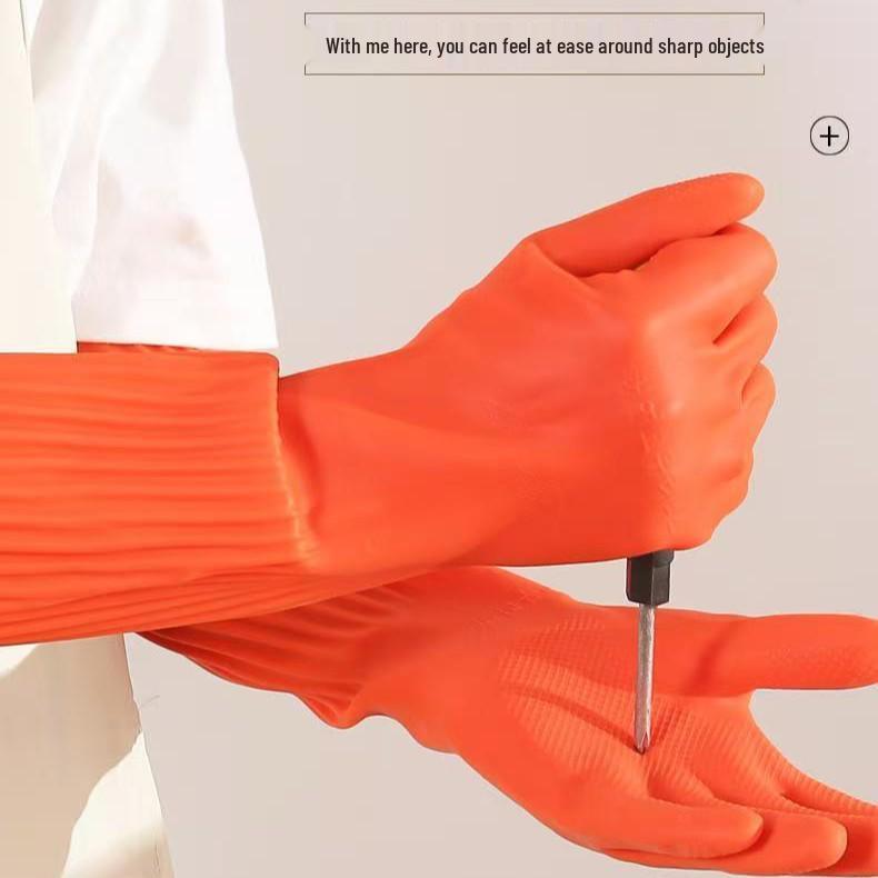 Women s Cold-Resistant Plush Dishwashing Gloves - Long, Thickened Rubber Latex for Kitchen & Laundry One Size