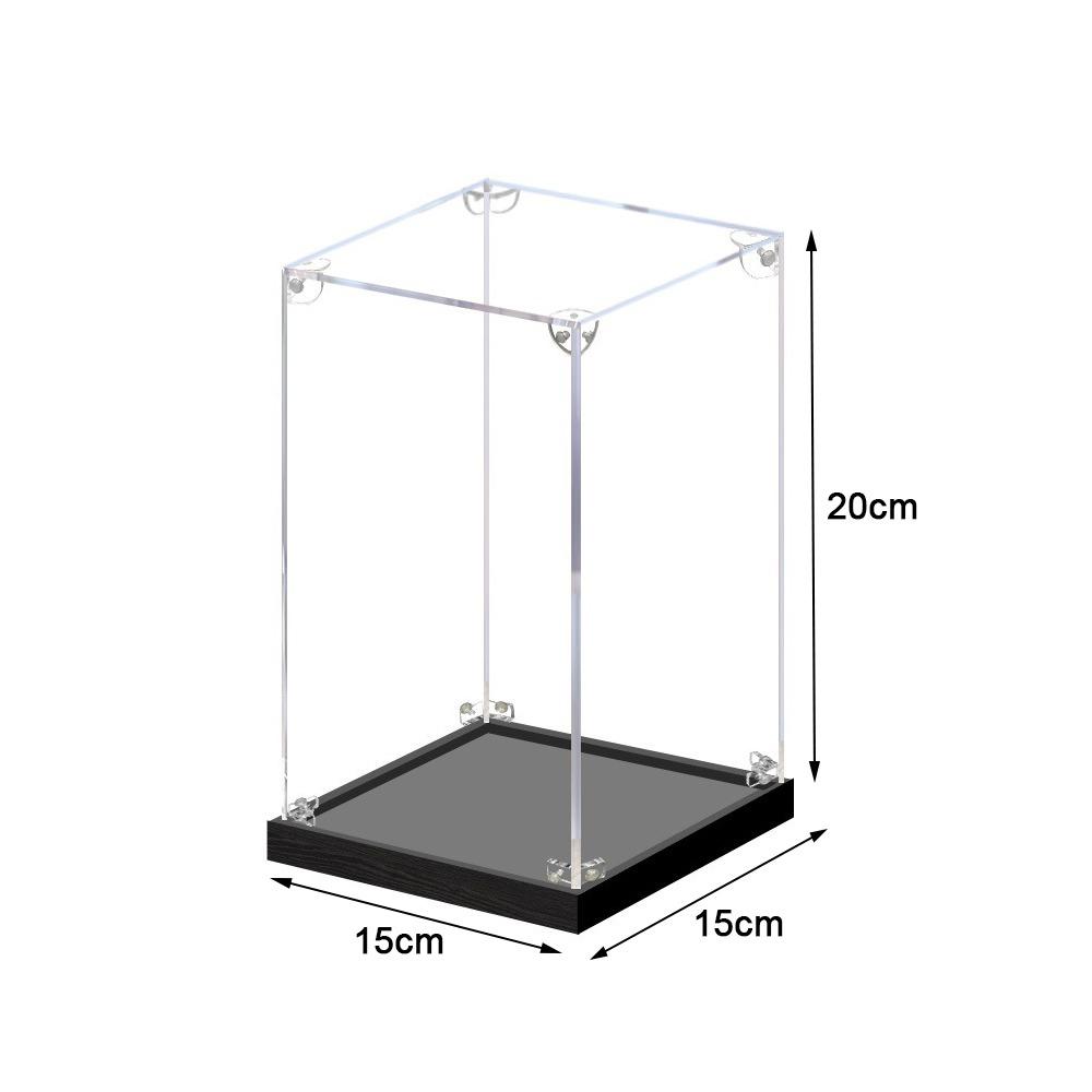 Transparent Acrylic Acrylic Display Case Stackable Design Wooden Bottom Dustproof Cover No-glue Assembly Display Box