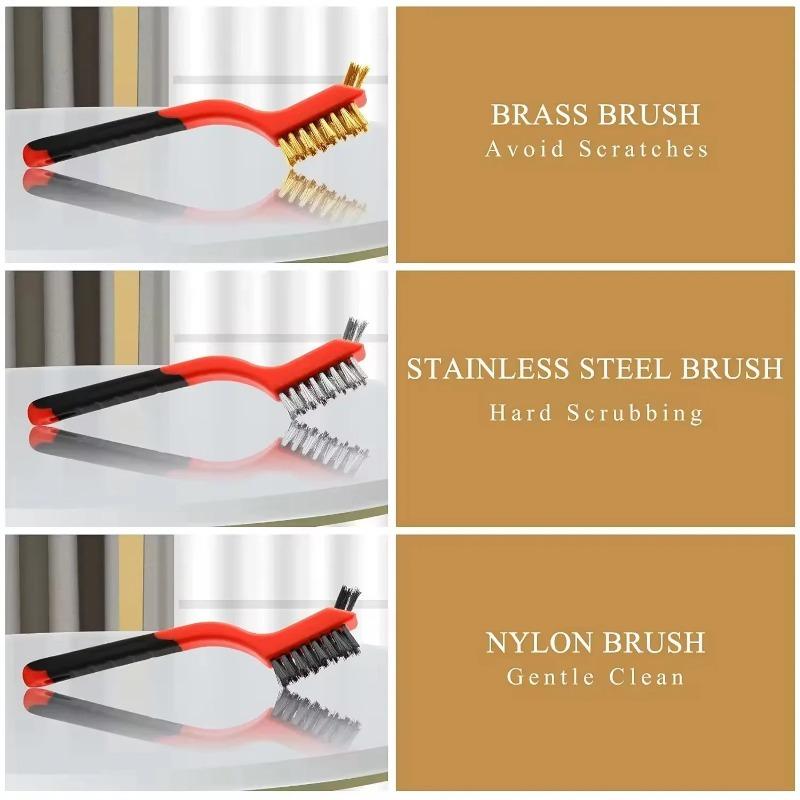 Mini Brush Set Of Three Kitchen Brushes For Gas Hoods Grease And Stain Removal Cooktop Cleaning Tools
