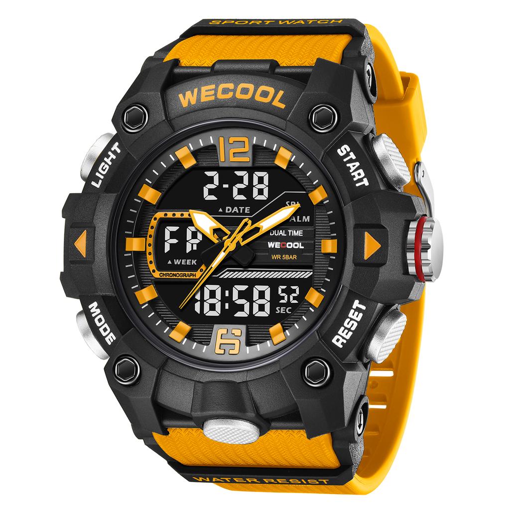  Brand Dual Display Digital W-820 50M Waterproof Alarm Clock Luminous Fashion business Quartz Sport WristwatcWatch For Man