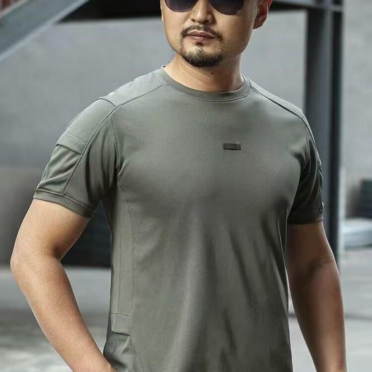 Men's Quick-Dry Tactical Short-Sleeve T-Shirt - Breathable Crew Neck for Outdoor Sports & Fitness