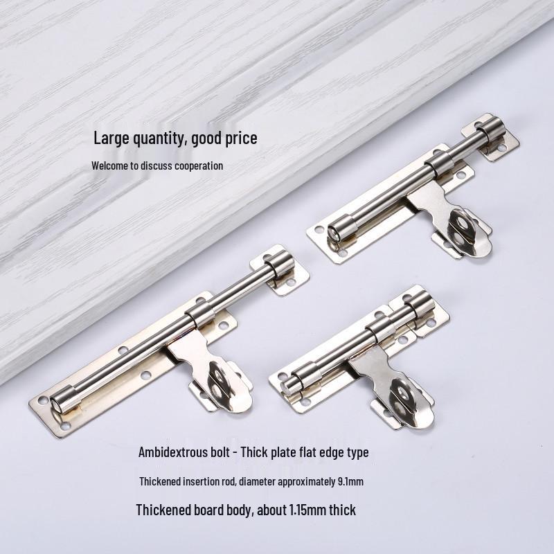 304 Stainless Steel Padlockable Door Bolt - Anti-theft, Thickened for Wooden or Room Doors, Universal Left/Right Fit.