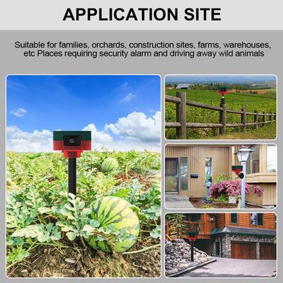 Birds Owl Repeller Solar 360-degree Induction Alarm 1200mAh Wild Animal Deterrent Device Recordable IP55 for Farms Orchards