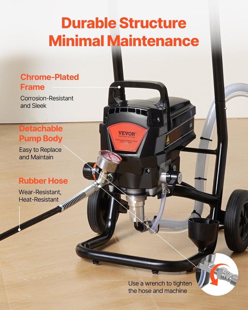 Stand Airless Paint Sprayer, 950W 3000PSI High Efficiency Electric Airless Sprayer With Cart, Fine And Even Painting Effect, Paint Sprayers for Home