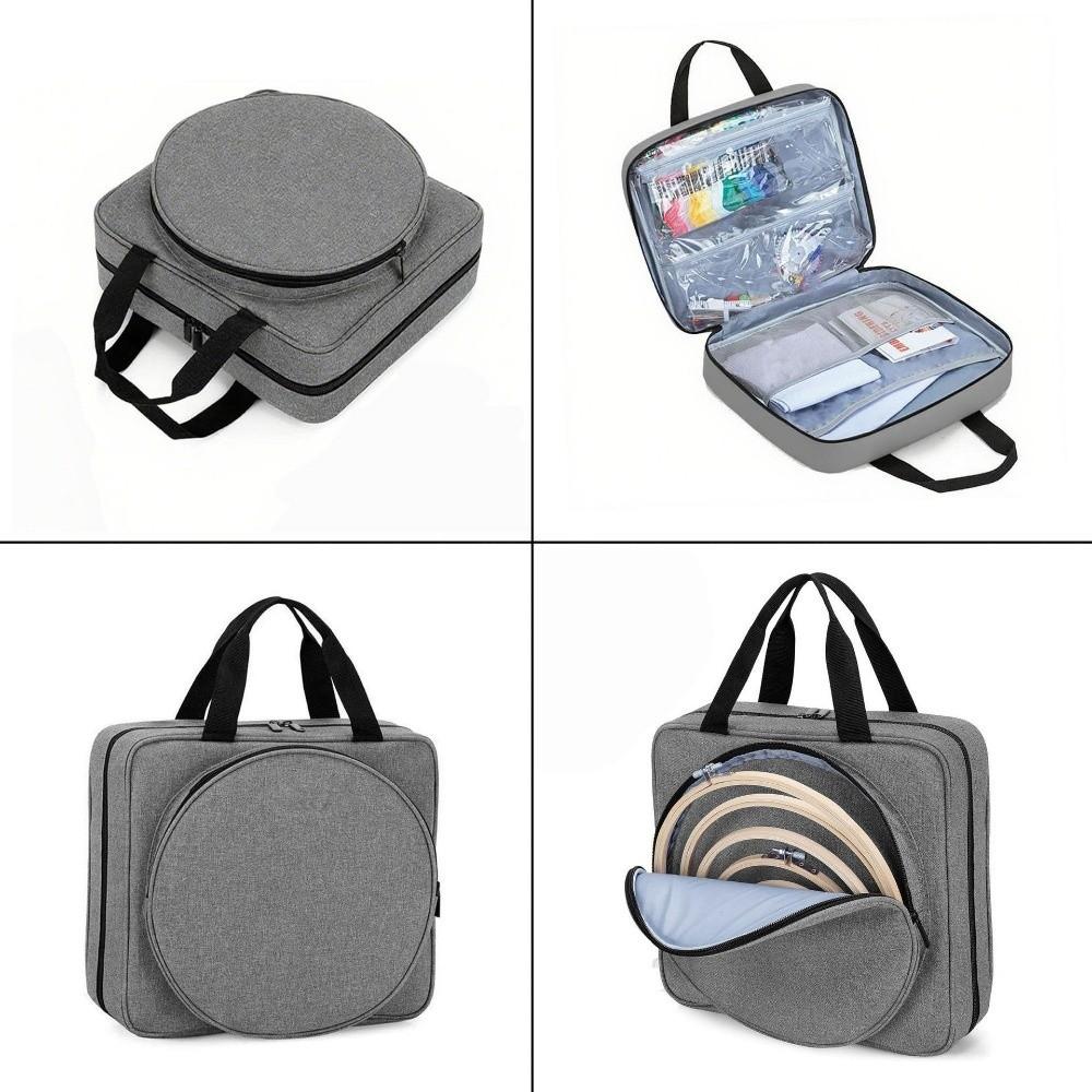 Oxford Sewing Kit Bag Multiple Pockets Large Capacity Storage Tote Bag Square Embroidery Project Bag Embroidery Supplies