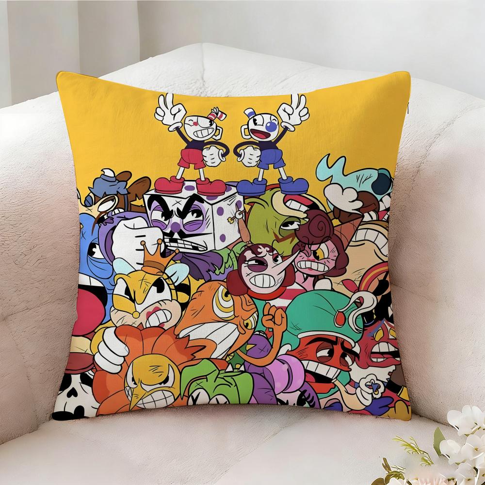 C-cuphead Anime Pillow Case Pillowcase, Double-sided Printed, Sofa Cushion, Bedroom Headboard Pillow