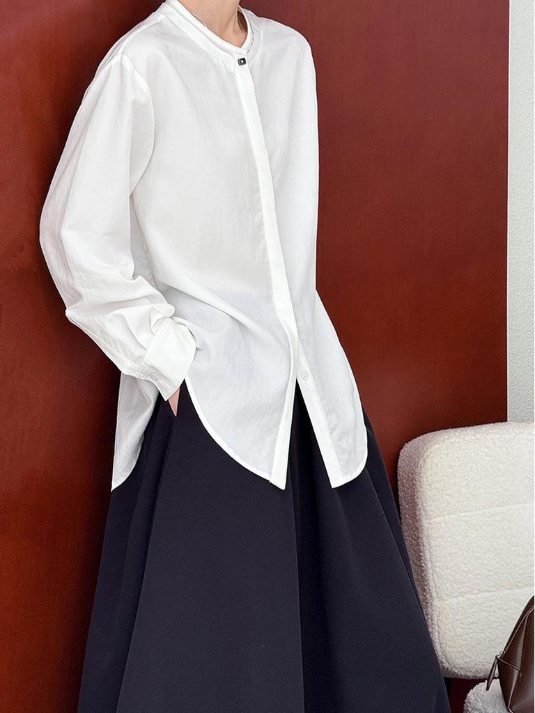 Ju Zhi Podzimní kostkovaná sukně midi áčkového střihu s vysokým pasem - Nepravidelný design, Zeštíhlující střih