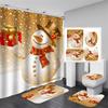 Cute Snowman Christmas Shower Curtain Set Silver Pine Branches Snowflake Xmas Balls Bathroom Decor Rug Bath Mat Toilet Lid Cover
