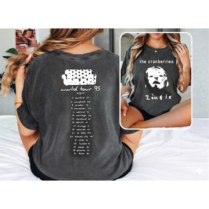 Sommer Mode Trendig Retro 90er Rock T-Shirt, Zombies the Cranberries 1995 Tour Vintage Stil T-Shirt, Alternative Grunge, Festival Outfit XL