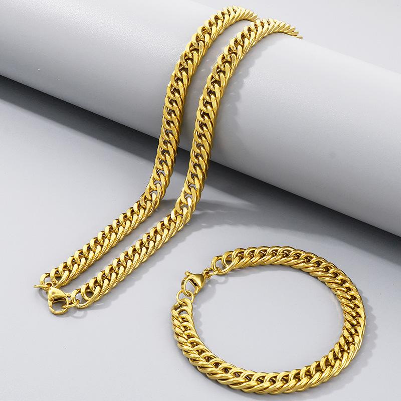 Jednoduchý hladký řetízek Dvojitě pletený Čtyřstranně broušený Náramek Hip-Hop Osobnost Více velikostí Bičíkový řetízek Titanová ocel Pánský náhrdelník