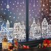 4 ark/set Stora jul fönsterdekaler - Snögubbe & Snöflinga Dekaler för Festlig Glasdekoration, Snöigt hus väggdekaler