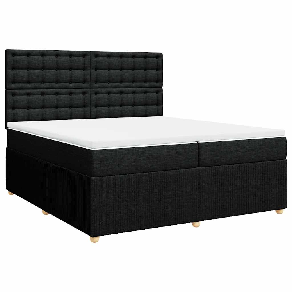 Box Spring Bed with Mattress Black 200x200 cm Fabric