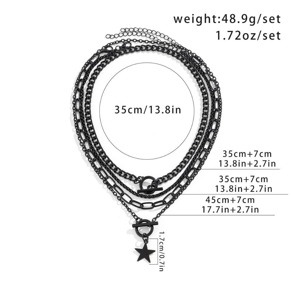 Multilayer Pendant Necklace Set Gothic Dark Hot Cool Neckchain Set New 4 Layer Necklaces  Women