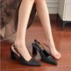 Black Sandals Women Summer New Women's Sandals Pointed Pumps Women Shoes Office Dress Shoes Sexy Square Heel High Shoes