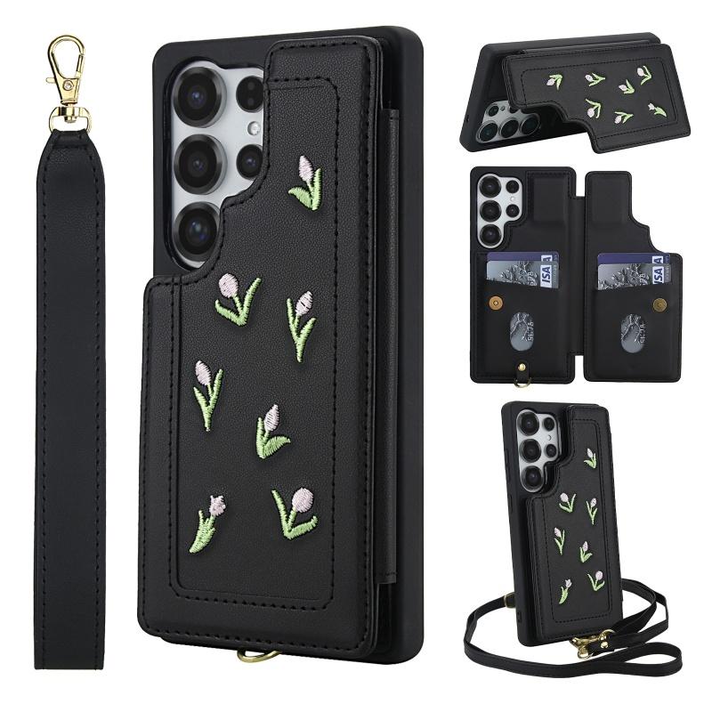 

Lanyard Leather Wallet Phone Case For Samsung Galaxy S25 Edge Ultra S24 FE S23 Plus A56 A36 A16 A55 A35 A15 A54 A34 A14 Cover (Samsung S25 Plus)