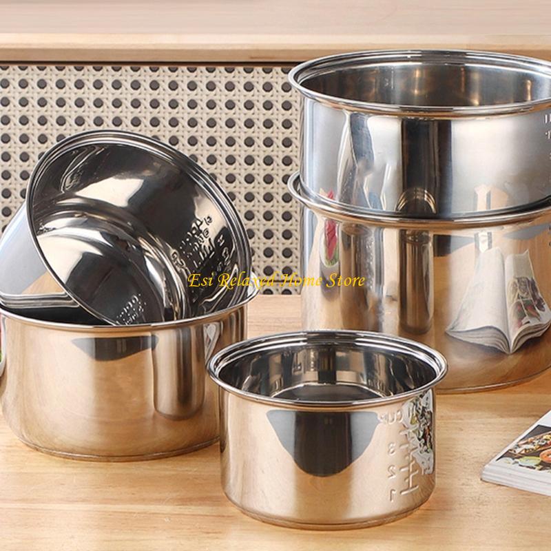 B46E 304 Stainless Steel Rice Cooker Inner Pot Dishwasher Safe Inside Bowl With Even Heating Base Replacement Accessory