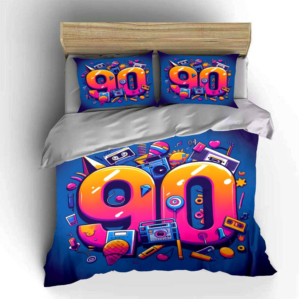 Retro 90S Design Decor Set Soft Comfortable Duvet Cover Bedding Set Included 1*Duvet Cover & 2*Pillowcases, Gift