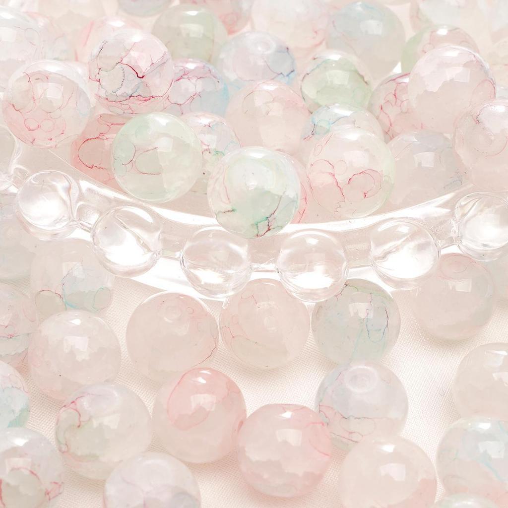 8-10mm Half-Sugar Bubble Glass Bead Bracelet - Handmade Round Loose Beads for Jewelry Making