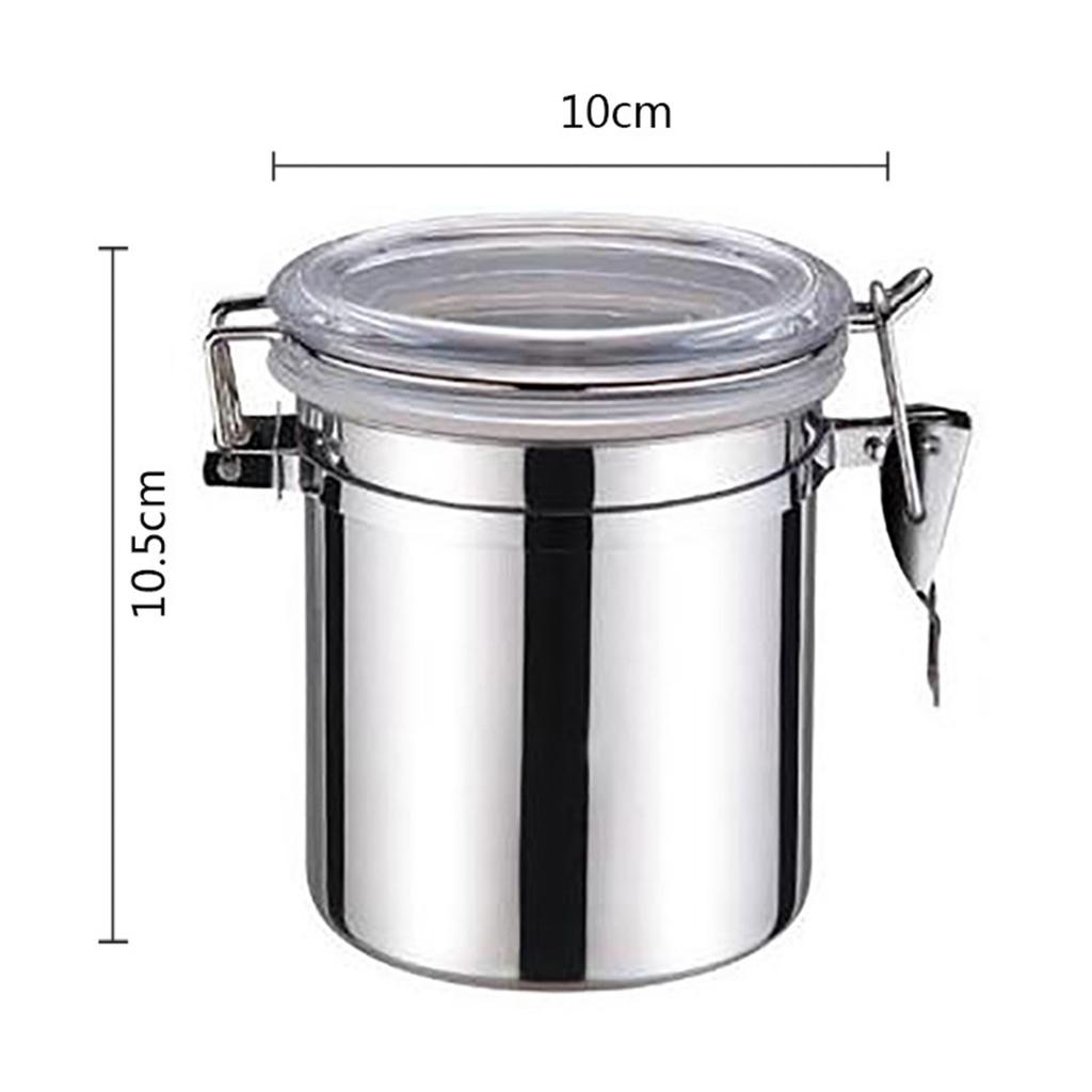 Stainless Steel Canister Airtight Kitchen Food Storage Keeping Home Coffee Milk Powder Tea Sealed Jar 10x10.5cm