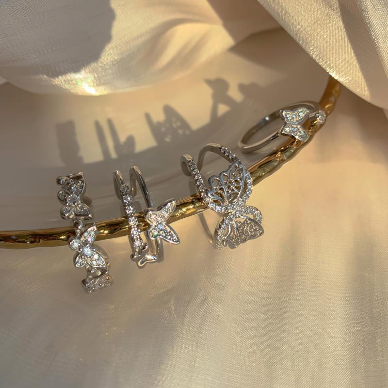 925 Sterling Silber Schmetterling Offener Fingerring Für Frauen Mädchen Mode Party Hochzeit Schmuck Jz060
