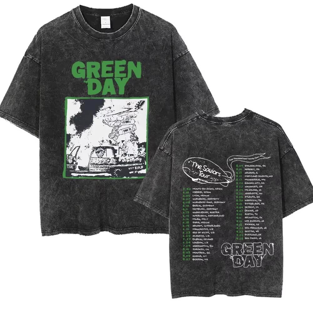 New Arrival Mens Clothes Tee Shirt Homme Graphic TShirts Men Tshirt for Men Ropa Hombre Washed Vintage Punk Band Green Day